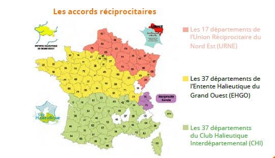Schéma de la carte de France sur les accords réciprocitaires