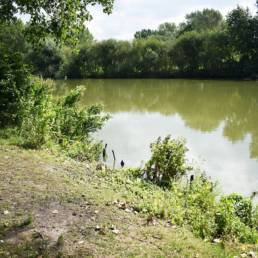 Étang de pêche du lac du bois des forts à Coudekerque Village dans le Nord