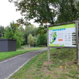 Panneau étang de pêche du parc de l'Aunelle à Quievrechain dans le Nord