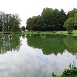 étang de pêche du parc de l'Aunelle à Quievrechain dans le Nord