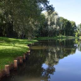 étang de pêche du parc de l'Aunelle à Quievrechain dans le Nord