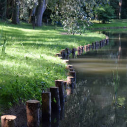 étang de pêche du parc de l'Aunelle à Quievrechain dans le Nord